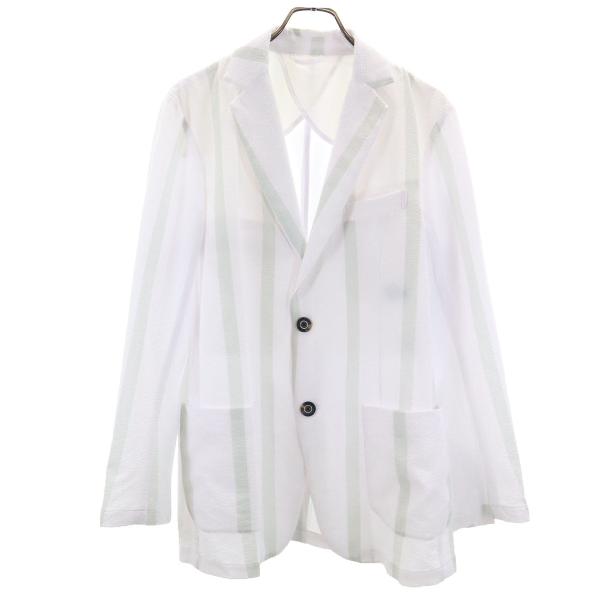 1piu1uguale3 RELAX ウノピゥウノウグァーレトレ リラックス ストライプ柄 シアサッカー テーラードジャケット XXL ホワイト メンズ