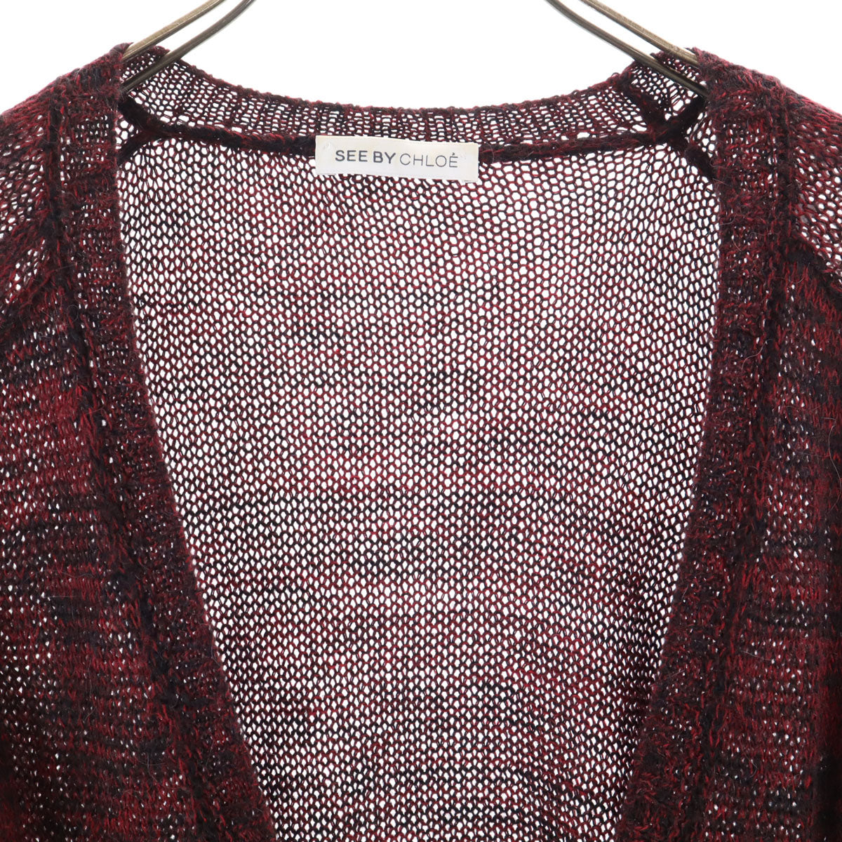SEE BY CHLOE シーバイクロエ イタリア製 アルパカブレンド 長袖 Vネック ニットカーディガン 38 ボルドー系 レディース