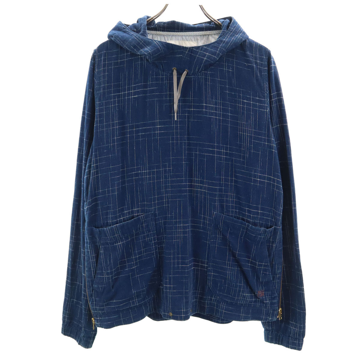 Paul Smith RED EAR ポールスミス レッドイヤー 日本製 チェック柄 長袖 インディゴ染め パーカー L ネイビー プルオーバー メンズ