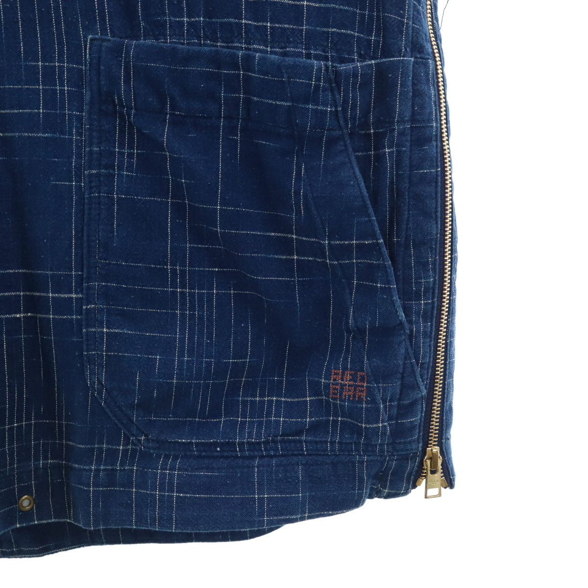 Paul Smith RED EAR ポールスミス レッドイヤー 日本製 チェック柄 長袖 インディゴ染め パーカー L ネイビー プルオーバー メンズ