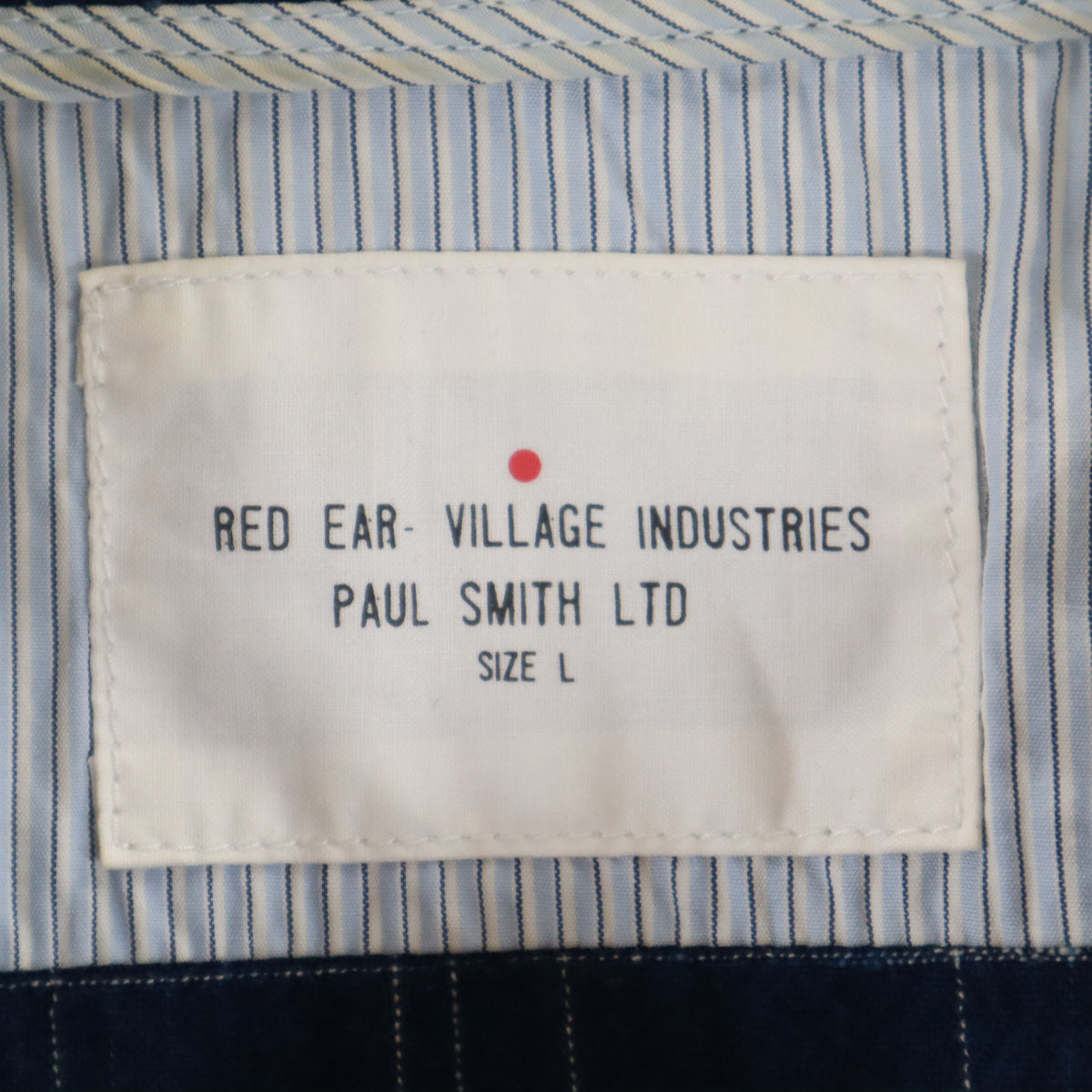 Paul Smith RED EAR ポールスミス レッドイヤー 日本製 チェック柄 長袖 インディゴ染め パーカー L ネイビー プルオーバー メンズ
