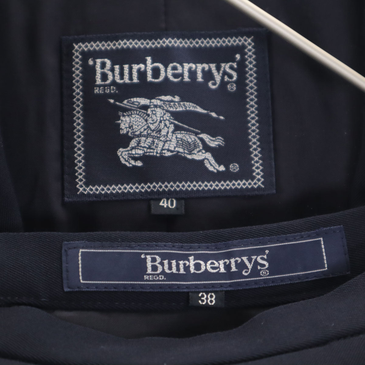 Burberrys バーバリーズ 90s オールド スカートスーツ 上下 セットアップ 38/40 ネイビー系 三陽商会 レディース