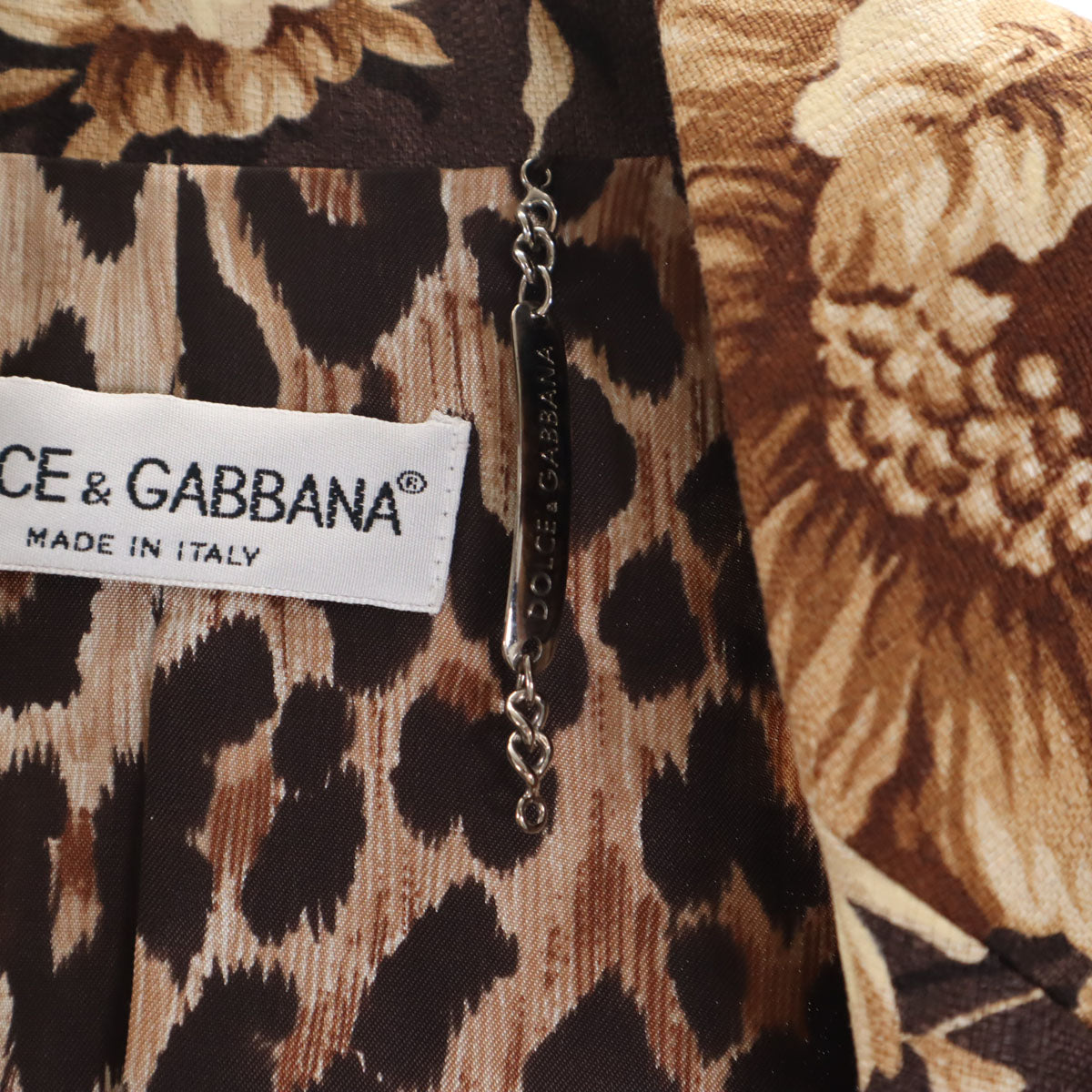 DOLCE&GABBANA ドルチェアンドガッバーナ イタリア製 花柄 テーラードジャケット 上下 セットアップ ブラウン レディース