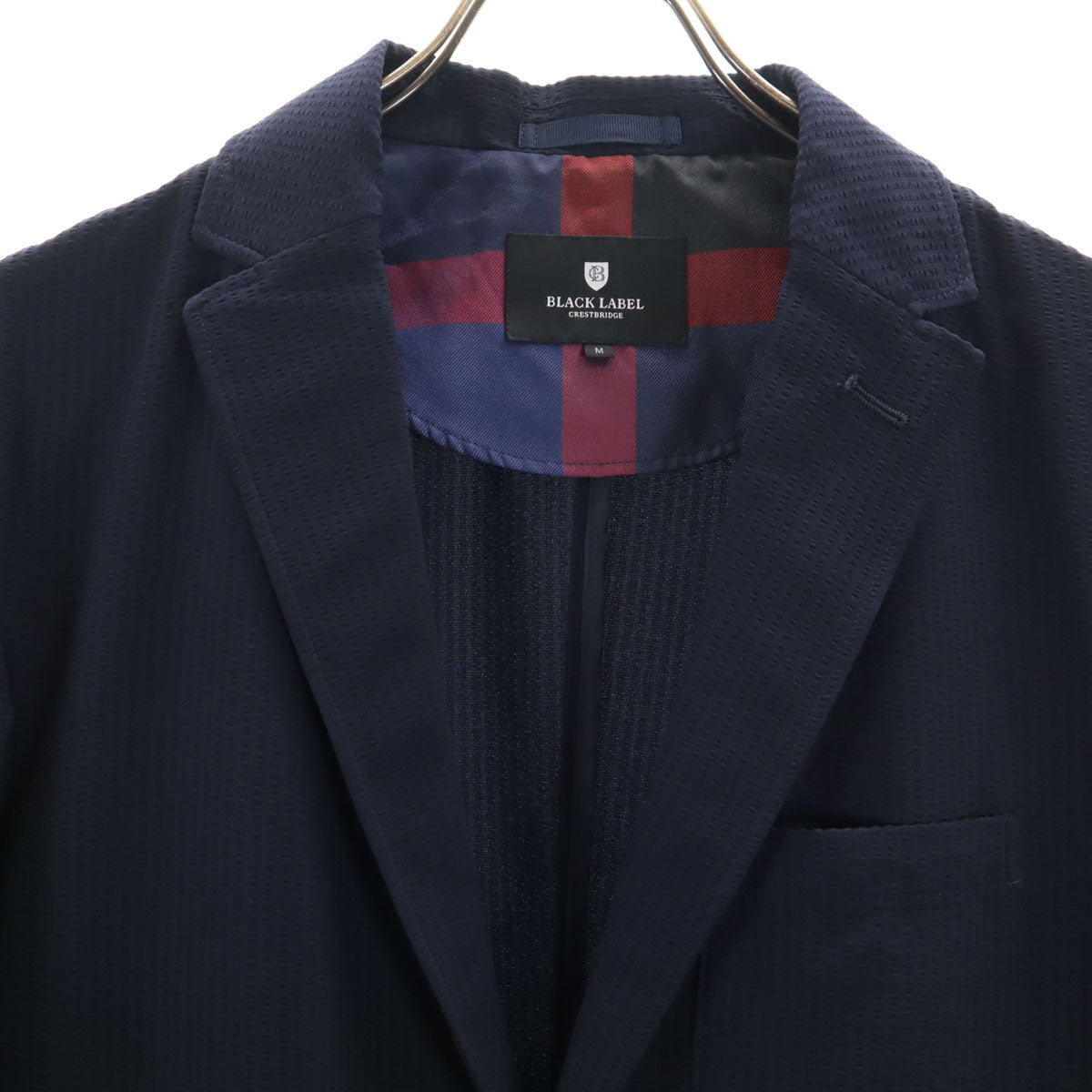 BLACK LABEL CRESTBRIDGE ブラックレーベルクレストブリッジ シアサッカー テーラードジャケット 上下 セットアップ M ネイビー系 メンズ
