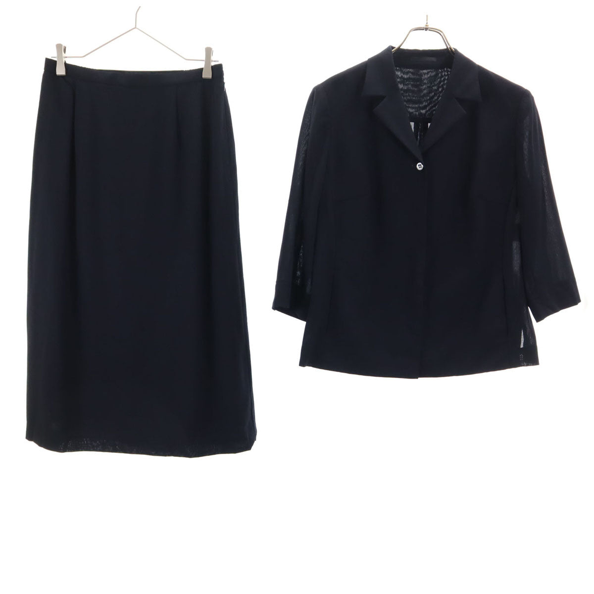 BURBERRY バーバリー スカートスーツ 上下 セットアップ 13 ネイビー系 比翼 レディース