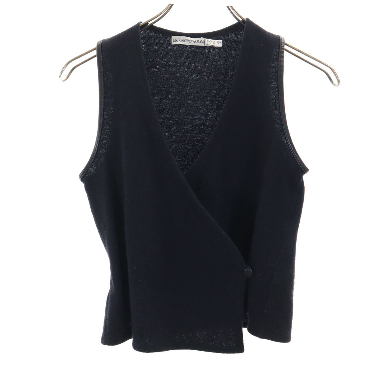 Emporio Armani エンポリオアルマーニ イタリア製 カシミヤブレンド ノースリーブ カシュクール ニット 38 ブラック レディース