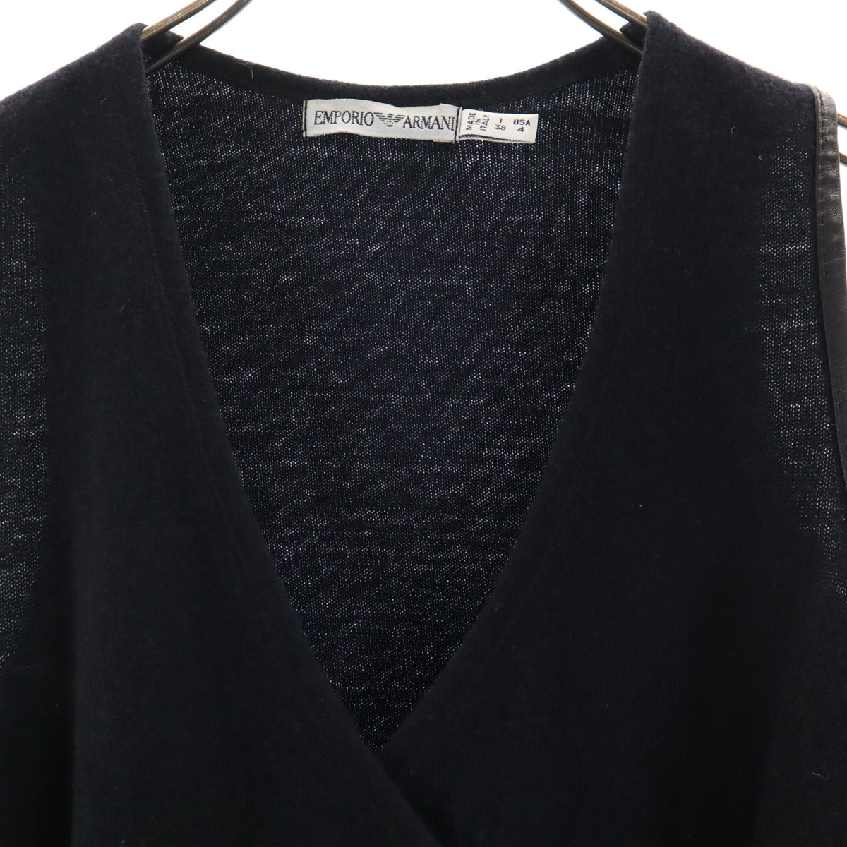 Emporio Armani エンポリオアルマーニ イタリア製 カシミヤブレンド ノースリーブ カシュクール ニット 38 ブラック レディース