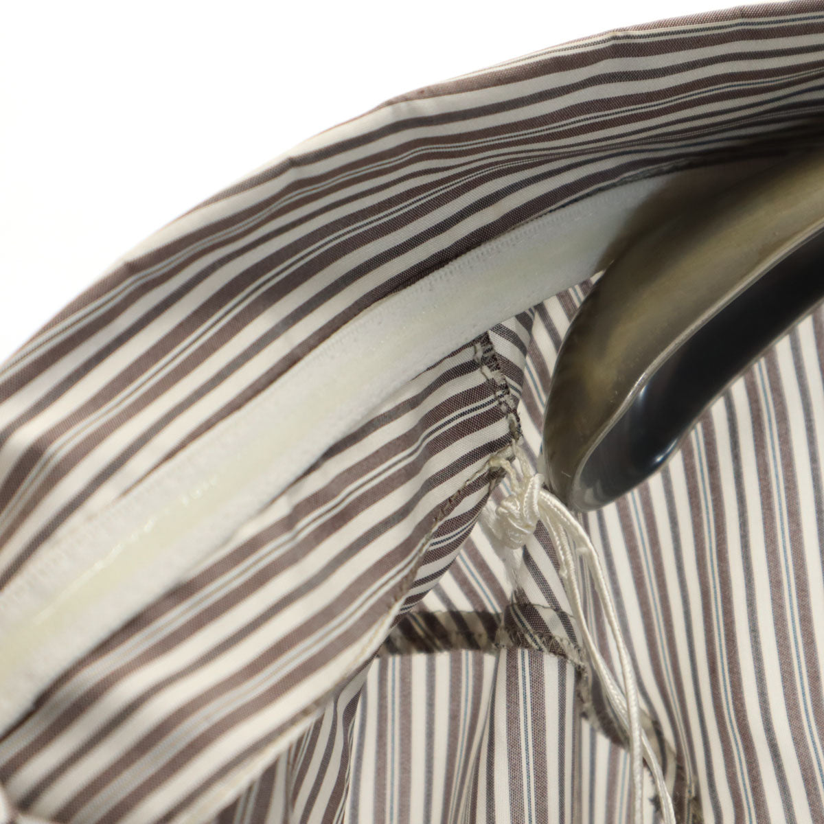 FENDI フェンディ イタリア製 シルク ストライプ柄 長袖 ショート丈 シャツ 38 ホワイト FS7472 Wカフス レディース