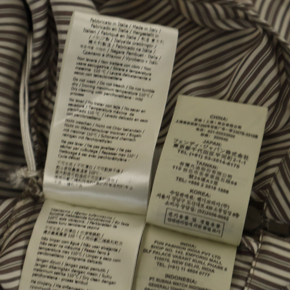 FENDI フェンディ イタリア製 シルク ストライプ柄 長袖 ショート丈 シャツ 38 ホワイト FS7472 Wカフス レディース