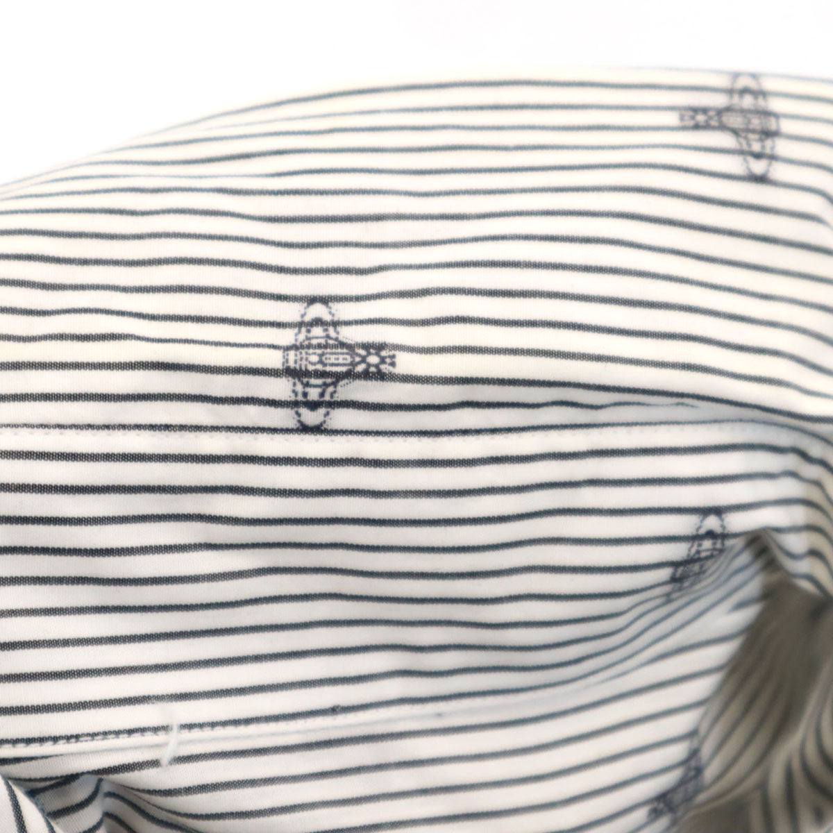 Vivienne WestwoodMAN ヴィヴィアンウエストウッドマン 日本製 ストライプ オーブ柄 長袖 コットンシャツ 48 ホワイト メンズ