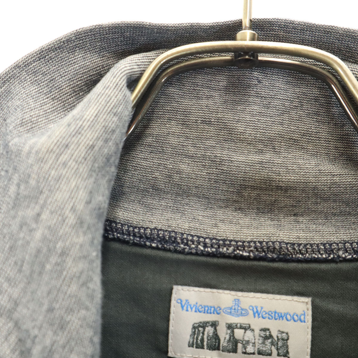 Vivienne WestwoodMAN ヴィヴィアンウエストウッドマン イタリア製 総柄 ニット切替 ブルゾン M チャコールグレー ジャケット メンズ