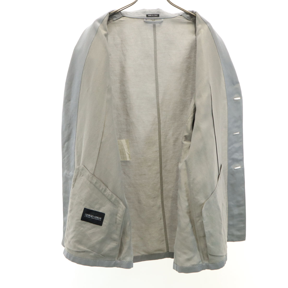 GIORGIO ARMANI ジョルジオアルマーニ イタリア製 リネンブレンド ヘリンボーン柄 テーラードジャケット 50 グレー アンコン メンズ