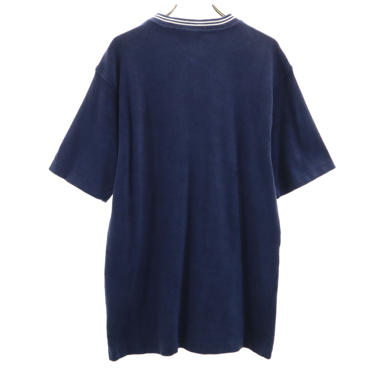 TOMMY HILFIGER トミーヒルフィガー 90s オールド 半袖 パイル地 Vネック Tシャツ S ネイビー メンズ