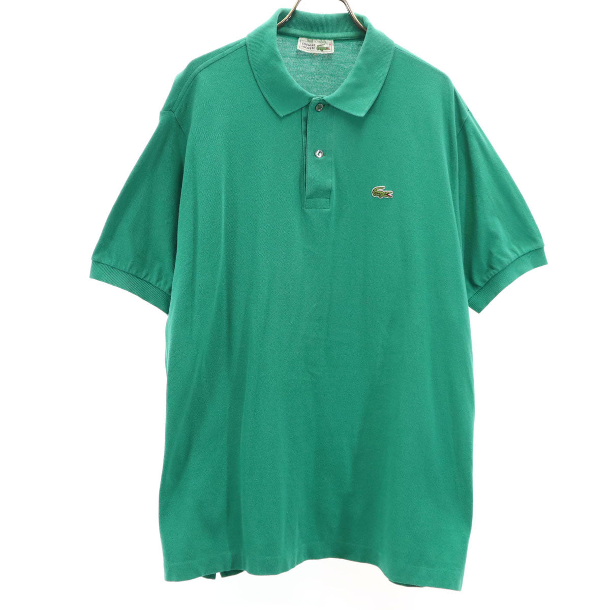 CHEMISE LACOSTE シュミーズラコステ 80s フランス製 ヴィンテージ 半袖 ポロシャツ 7 グリーン 鹿の子 ビッグサイズ メンズ