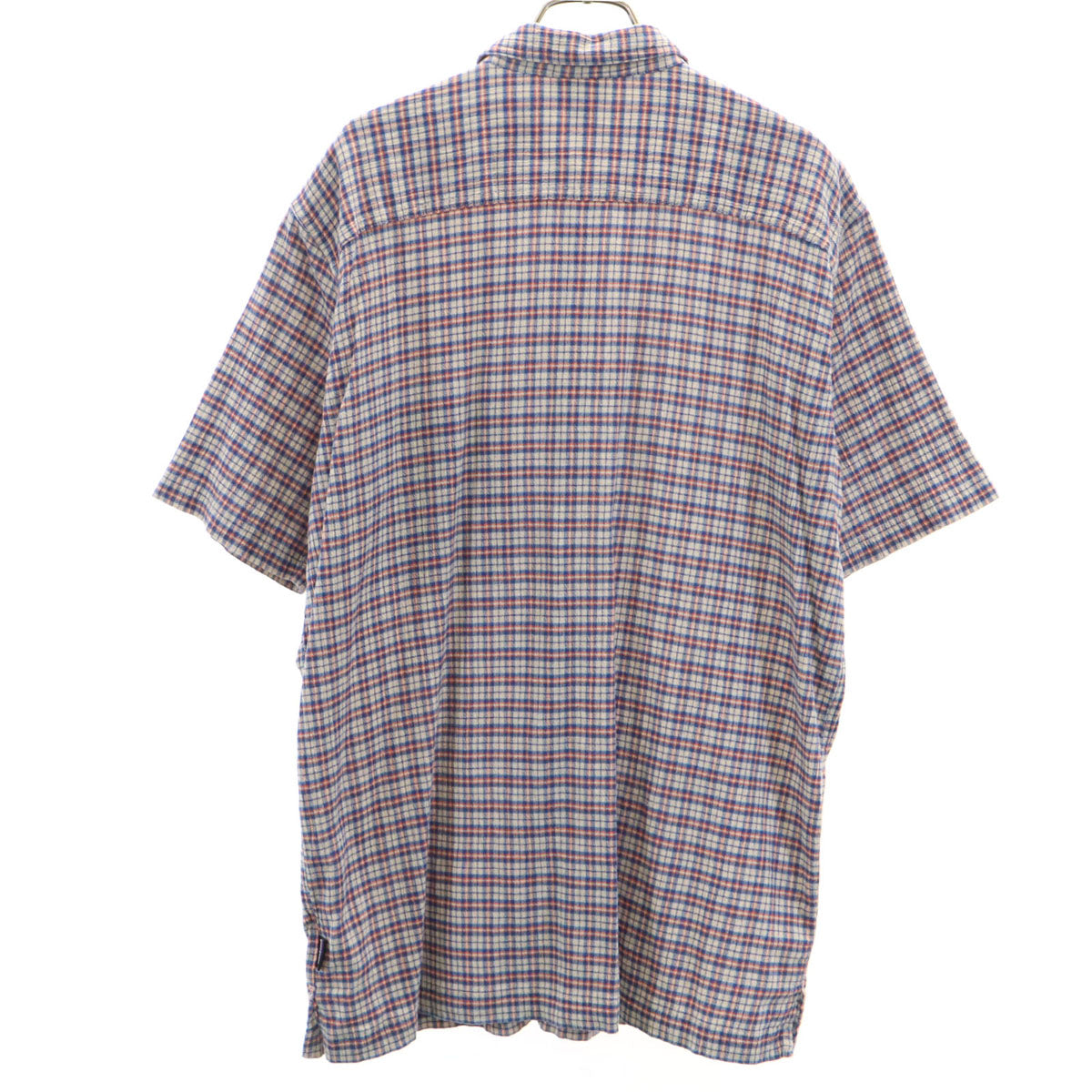 patagonia パタゴニア チェック柄 半袖 楊柳クレープ コットンシャツ L グレージュ系 アウトドア 52921SP16 メンズ