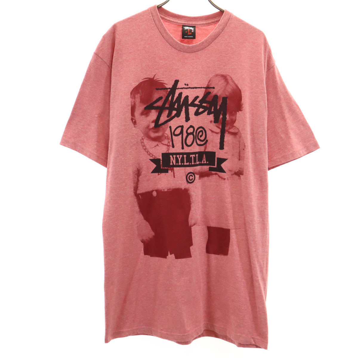 STUSSY ステューシー フォトプリント 半袖 Tシャツ L レッド系 メンズ