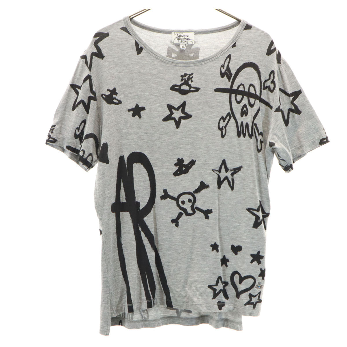 Vivienne WestwoodMAN ヴィヴィアンウエストウッドマン 日本製 落書き柄 半袖 Tシャツ 48 グレー メンズ
