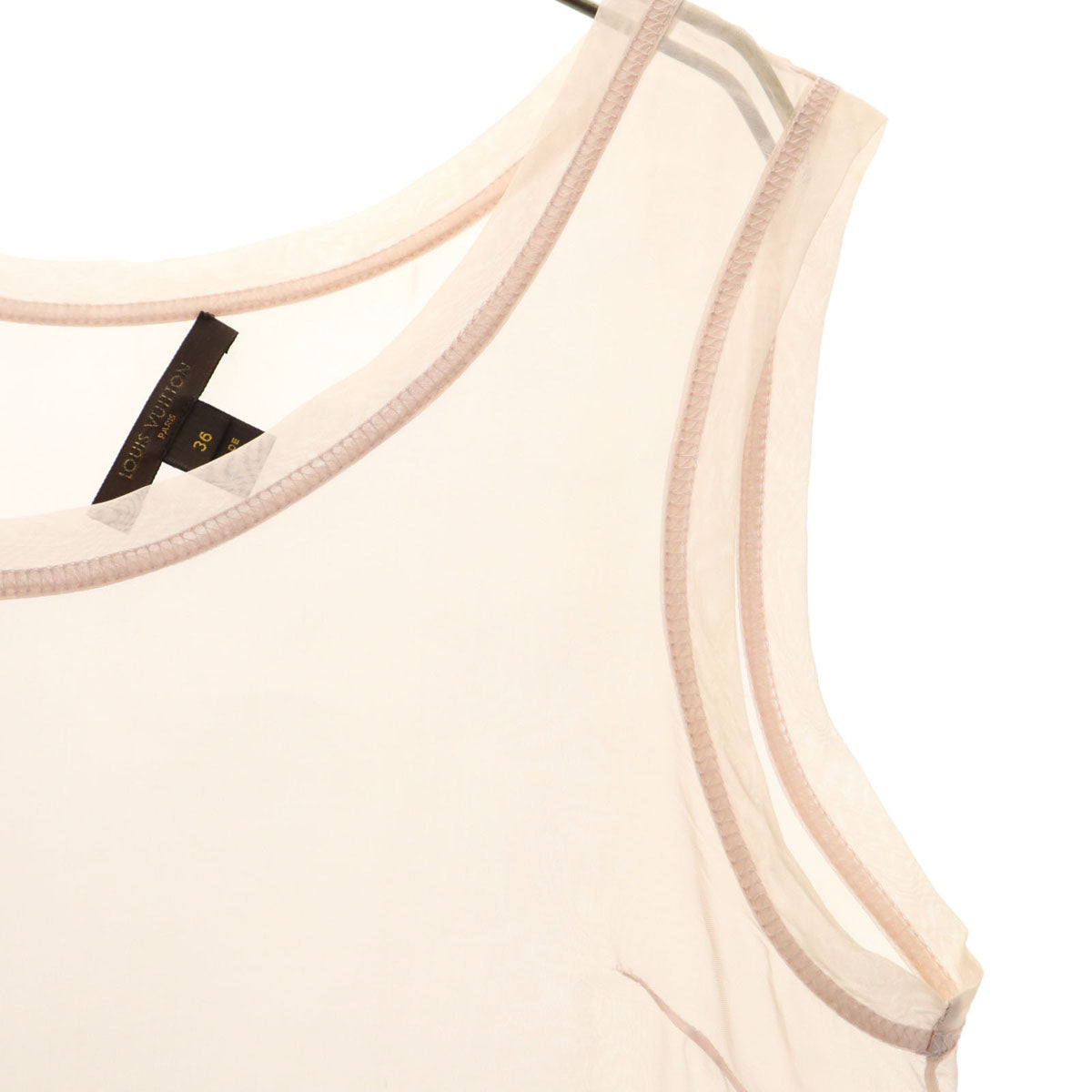 LOUIS VUITTON ルイヴィトン イタリア製 花柄 ノースリーブ シアー カットソー 36 ベージュ系 レディース