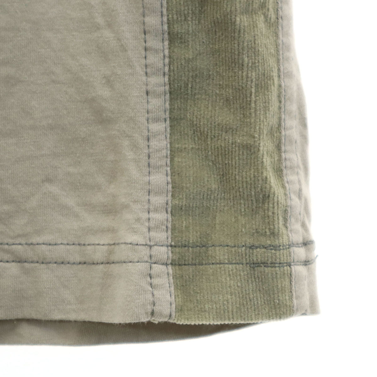 D&G DOLCE&GABBANA ディーアンドジードルチェアンドガッバーナ イタリア製 半袖 コーデュロイ切替 Tシャツ L グレージュ系 メンズ