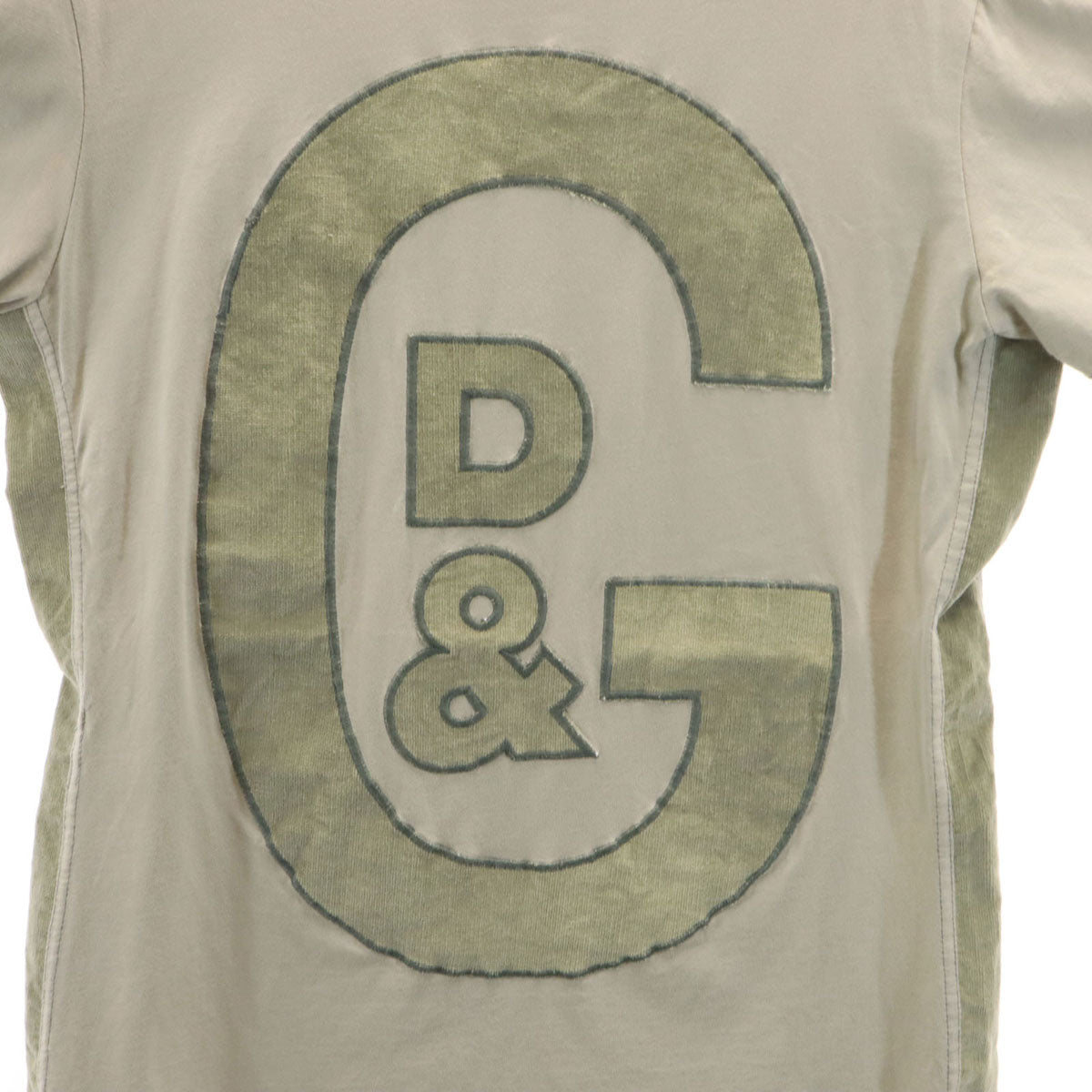 D&G DOLCE&GABBANA ディーアンドジードルチェアンドガッバーナ イタリア製 半袖 コーデュロイ切替 Tシャツ L グレージュ系 メンズ