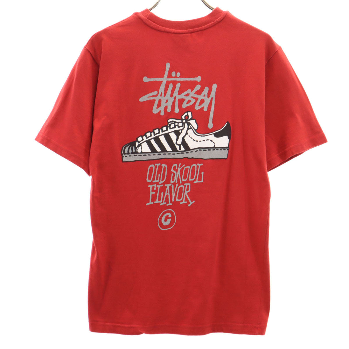 STUSSY ステューシー 90s USA製 オールド バックプリント スニーカー 半袖 Tシャツ M レッド オールドスクール メンズ