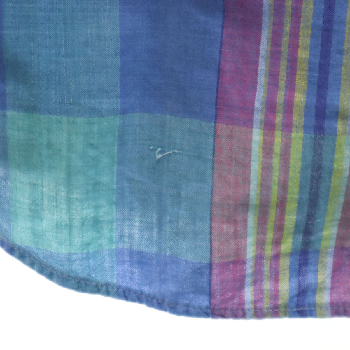 Polo by Ralph Lauren ポロバイラルフローレン 80s USA製 ボーイズ ヴィンテージ 緑タグ マドラスチェック柄 半袖 ボタンダウンシャツ 20 ブルー系 キッズ