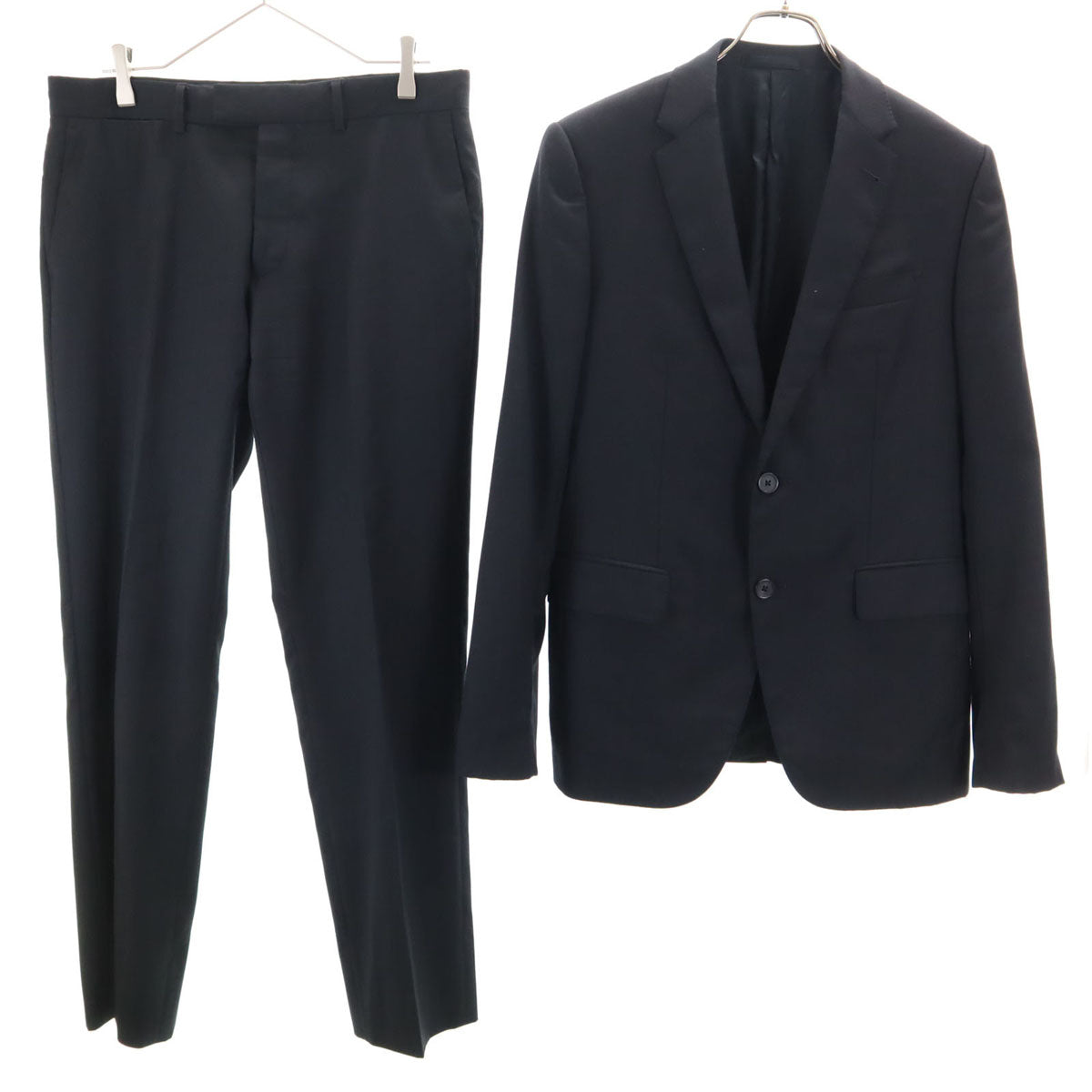 LOUIS VUITTON ルイヴィトン イタリア製 ストライプ パンツスーツ 上下 セットアップ 48 ブラック系 メンズ