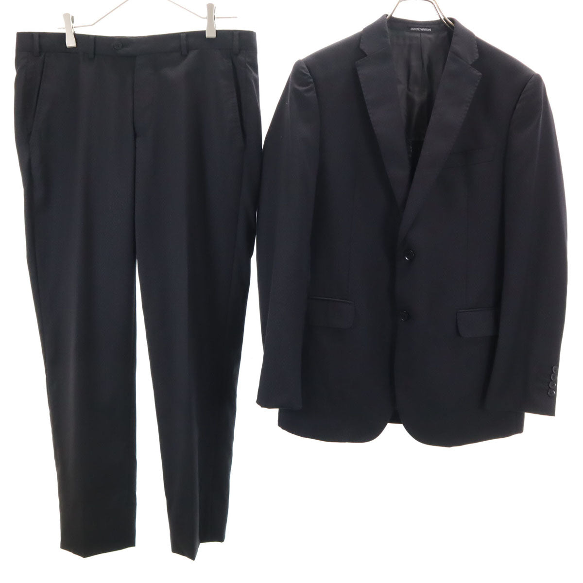 Emporio Armani エンポリオアルマーニ ストライプ パンツスーツ 上下 セットアップ 48 ブラック系 メンズ