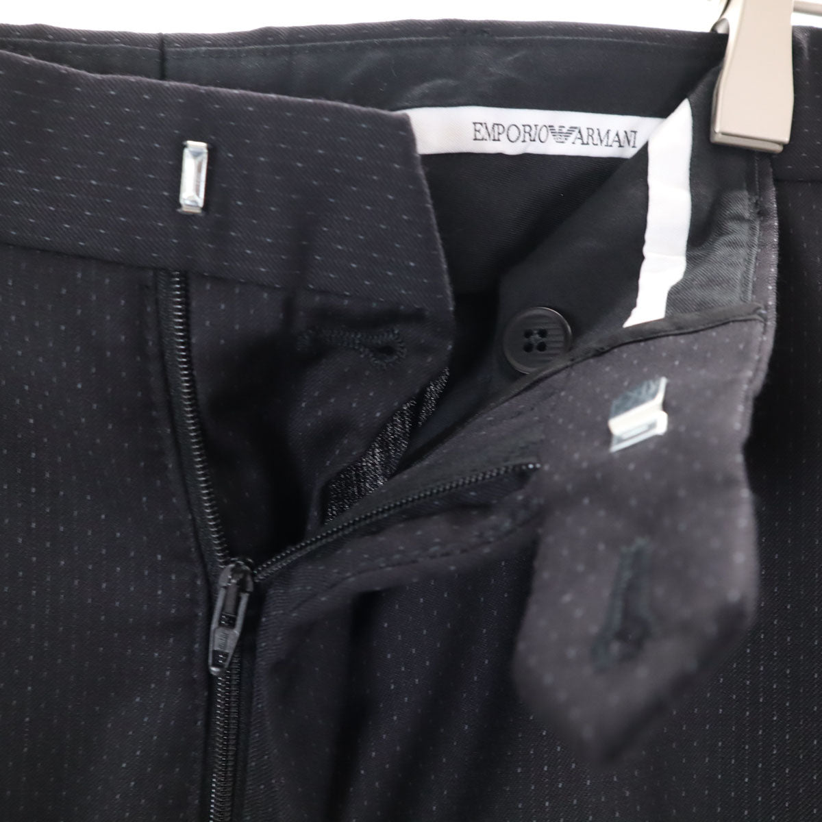Emporio Armani エンポリオアルマーニ ストライプ パンツスーツ 上下 セットアップ 48 ブラック系 メンズ