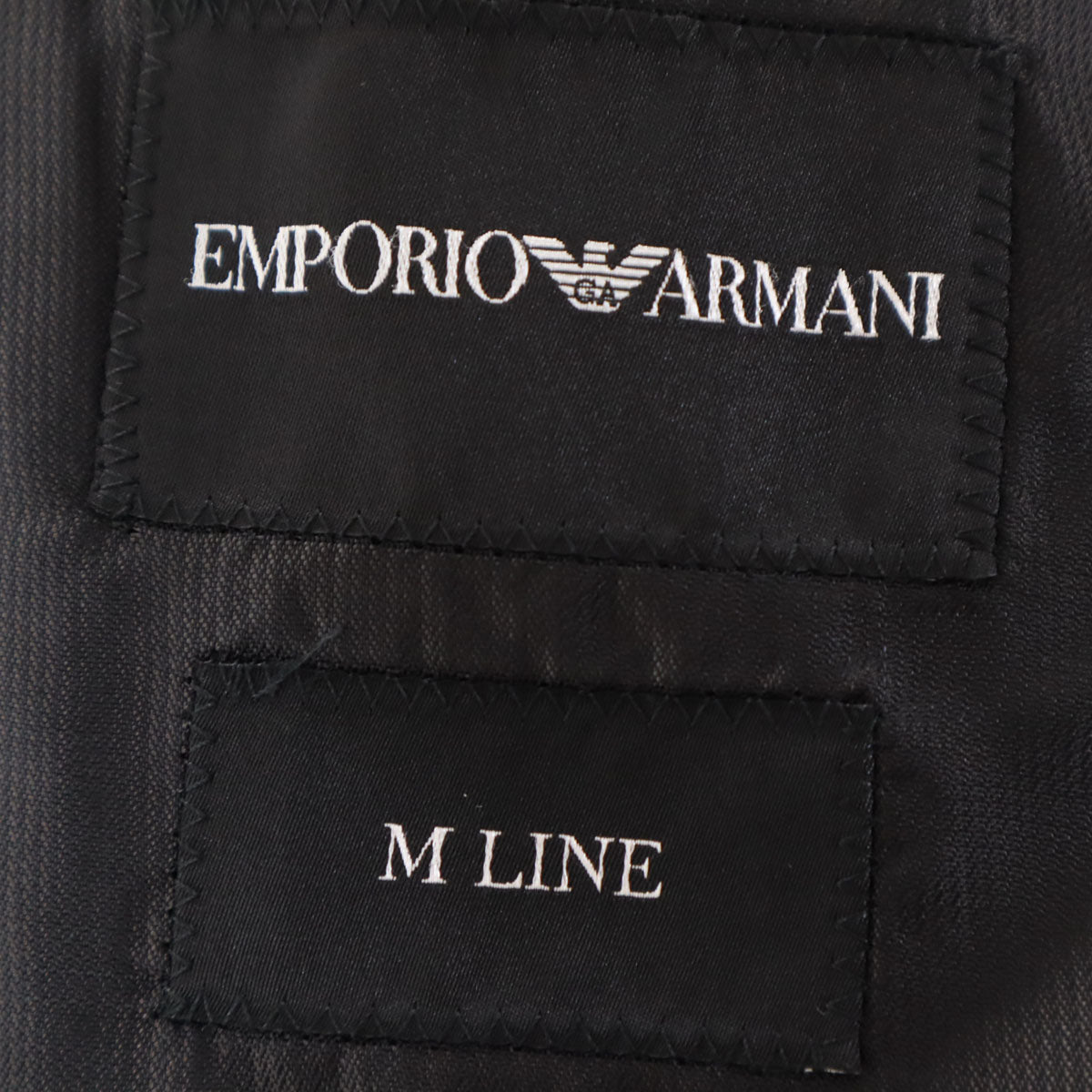 Emporio Armani エンポリオアルマーニ ストライプ パンツスーツ 上下 セットアップ 48 ブラック系 メンズ
