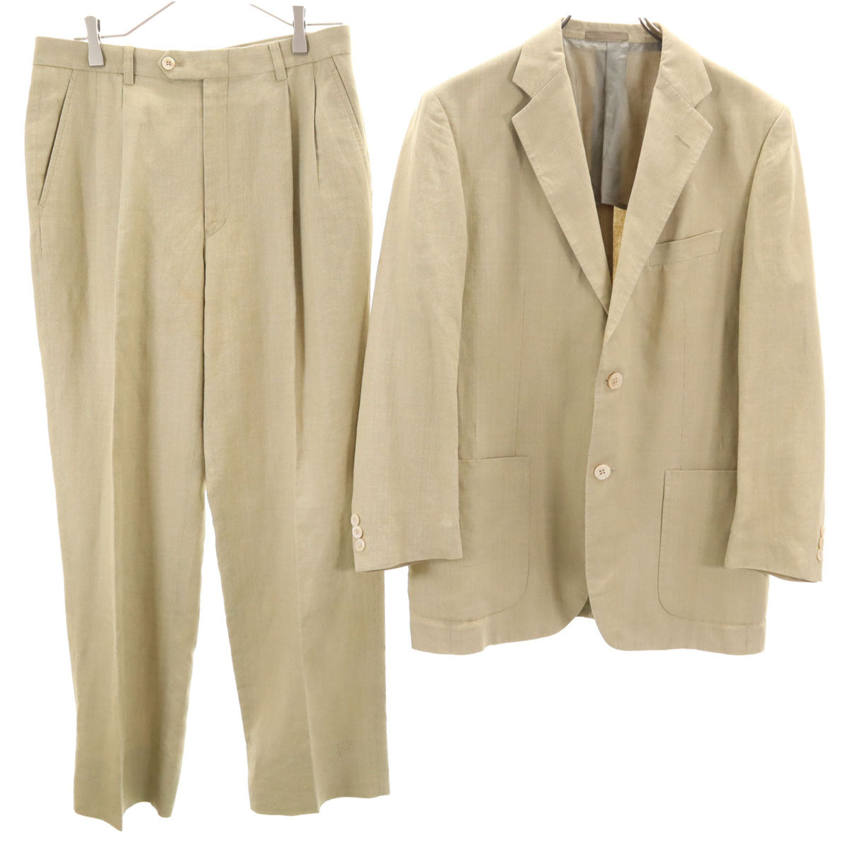 BURBERRY LONDON バーバリーロンドン 日本製 パンツスーツ 上下 セットアップ M ベージュ系 三陽商会 メンズ