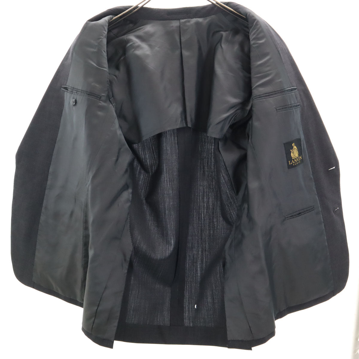 LANVIN ランバン 80s 90s オールド パンツスーツ 上下 セットアップ 48 チャコールグレー メンズ