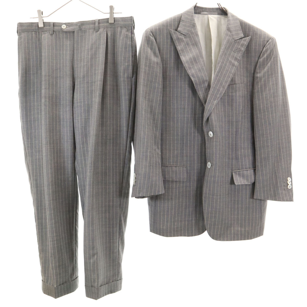 Ermenegildo Zegna エルメネジルドゼニア SUMMER TROFEO ストライプ パンツスーツ 上下 セットアップ 50C グレー系 メンズ