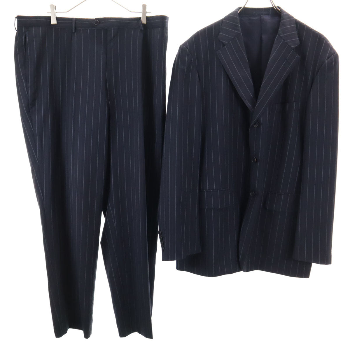 Paul Smith LONDON ポールスミスロンドン 日本製 ストライプ パンツスーツ 上下 セットアップ ネイビー系 メンズ