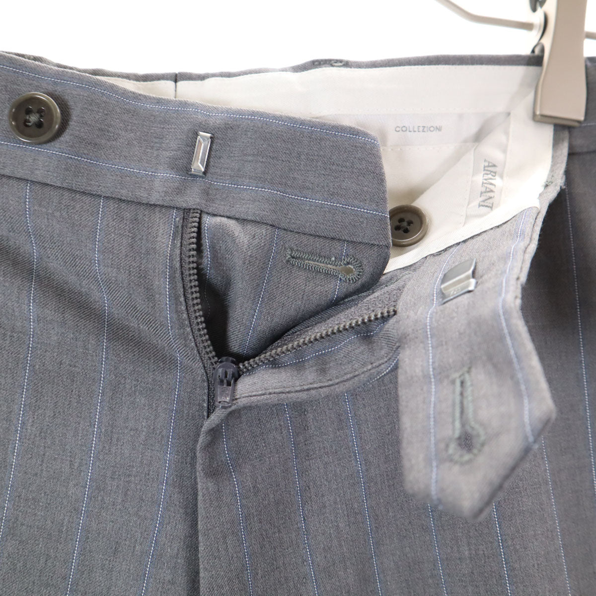 ARMANI COLLEZIONI アルマーニ コレツィオーニ ストライプ パンツスーツ 上下 セットアップ 44 グレー系 メンズ