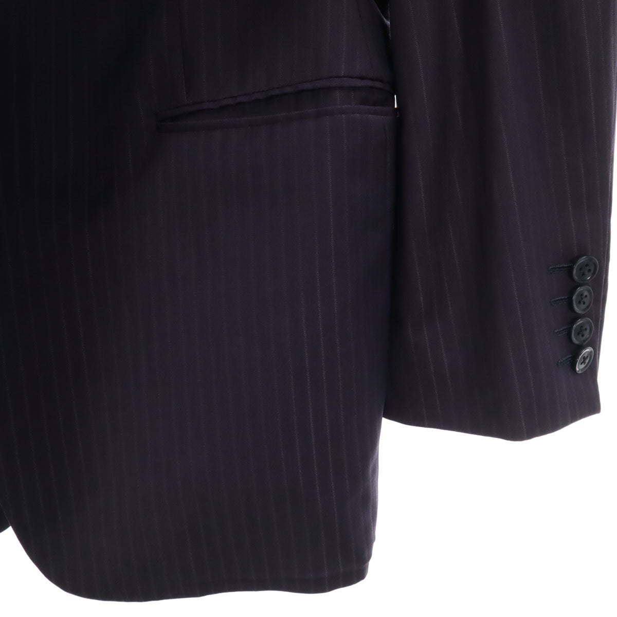 ARMANI COLLEZIONI アルマーニ コレツィオーニ イタリア製 ストライプ パンツスーツ 上下 セットアップ 46 ネイビー系 メンズ