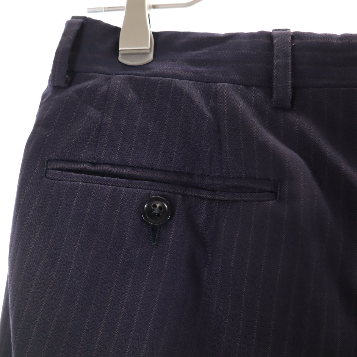 ARMANI COLLEZIONI アルマーニ コレツィオーニ イタリア製 ストライプ パンツスーツ 上下 セットアップ 46 ネイビー系 メンズ