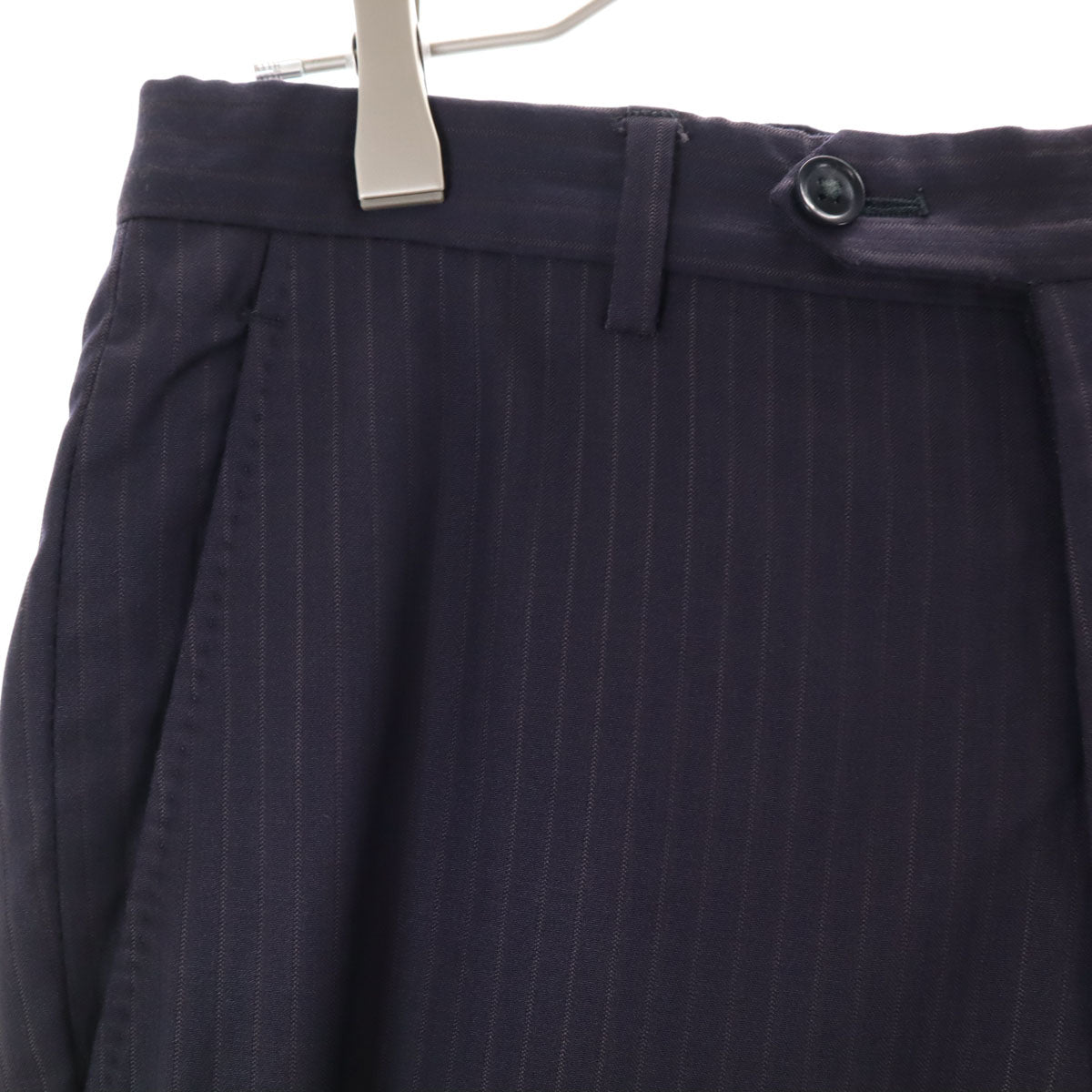 ARMANI COLLEZIONI アルマーニ コレツィオーニ イタリア製 ストライプ パンツスーツ 上下 セットアップ 46 ネイビー系 メンズ