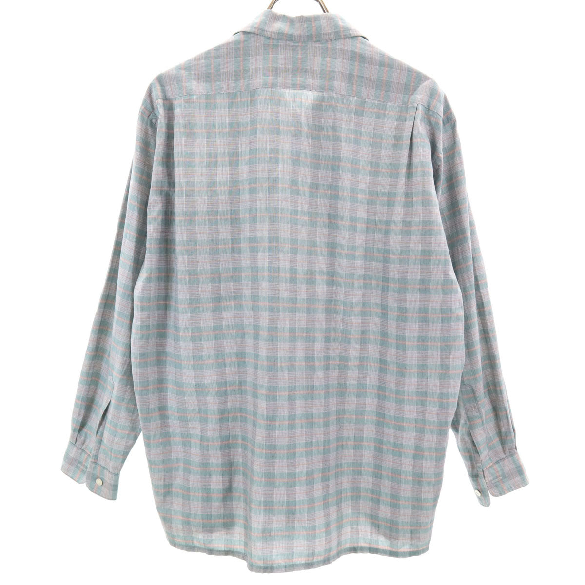 Christian Dior クリスチャンディオール 90s オールド チェック 長袖 オープンカラー シャツ グリーン系 メンズ