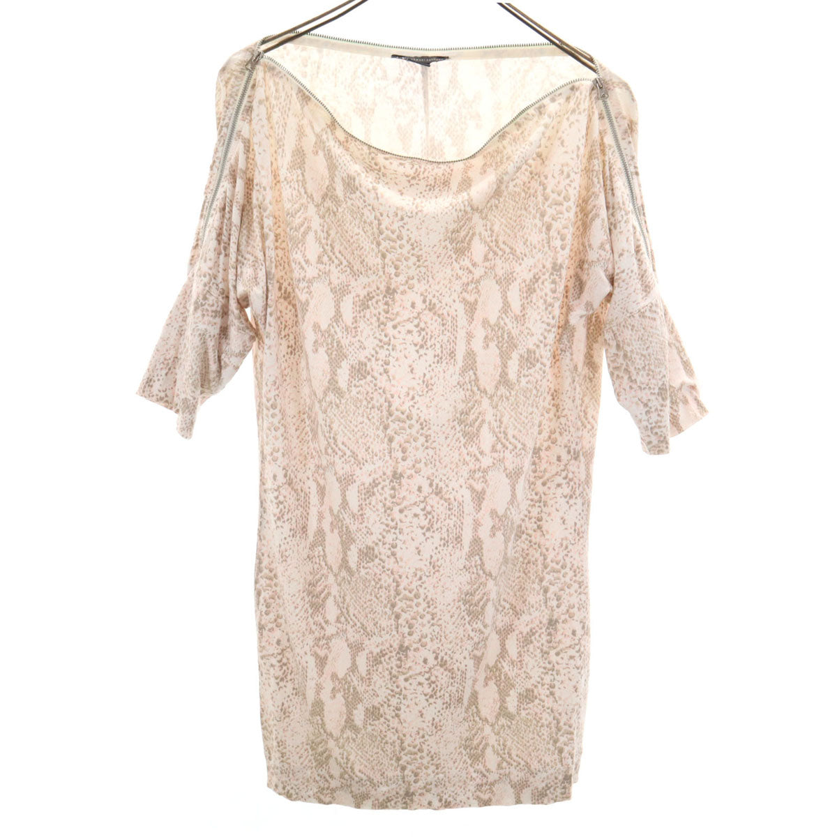 ARMANI EXCHANGE アルマーニエクスチェンジ パイソン柄 7分袖 カットソー S アイボリー系 レディース