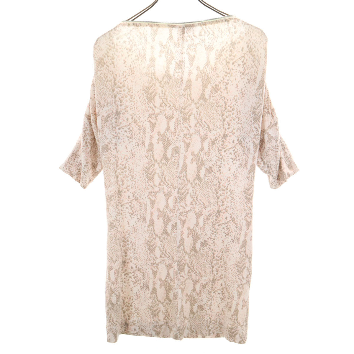 ARMANI EXCHANGE アルマーニエクスチェンジ パイソン柄 7分袖 カットソー S アイボリー系 レディース