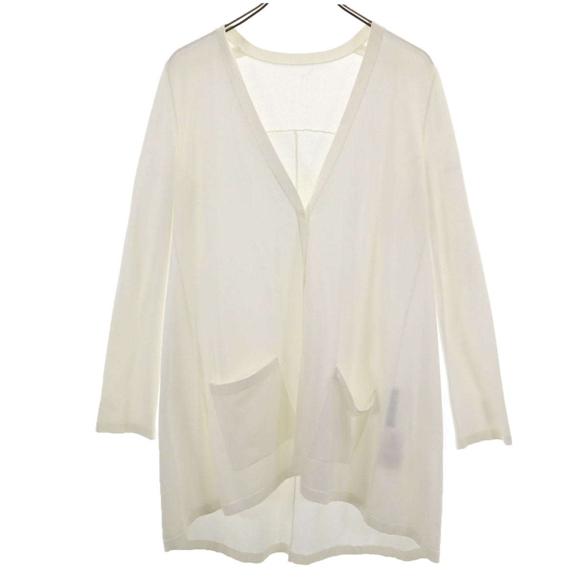 FOXEY フォクシー 日本製 長袖 Vネック ニットカーディガン 40 ホワイト レディース