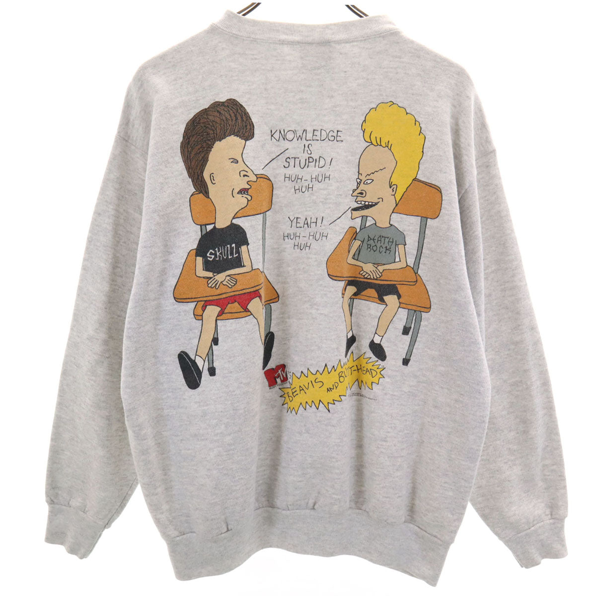 TULTEX タルテックス 90s オールド バックプリント ビーバス&バットヘッド 長袖 スウェット トレーナー L グレー MTV アメキャラ 裏起毛 メンズ