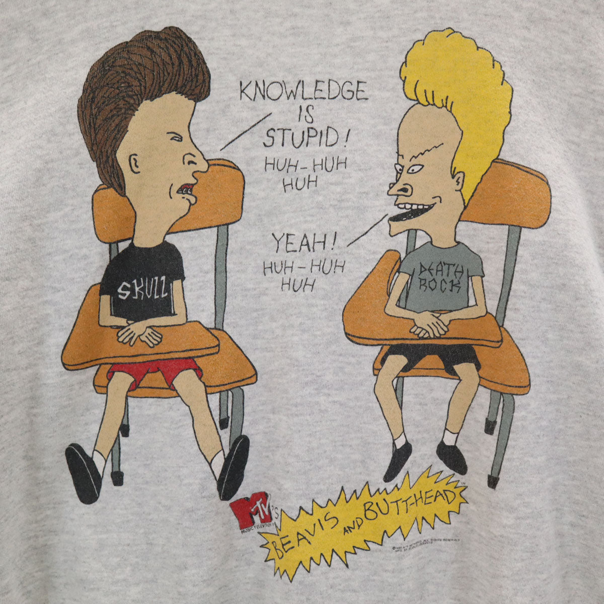 TULTEX タルテックス 90s オールド バックプリント ビーバス&バットヘッド 長袖 スウェット トレーナー L グレー MTV アメキャラ 裏起毛 メンズ