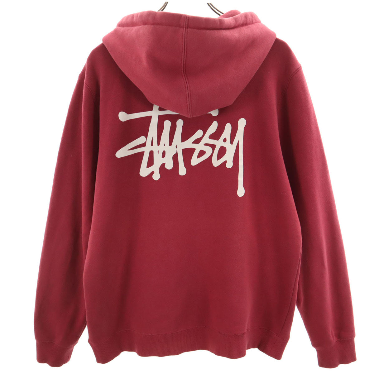 STUSSY ステューシー バックロゴ 長袖 スウェットパーカー M レッド系 裏起毛 メンズ