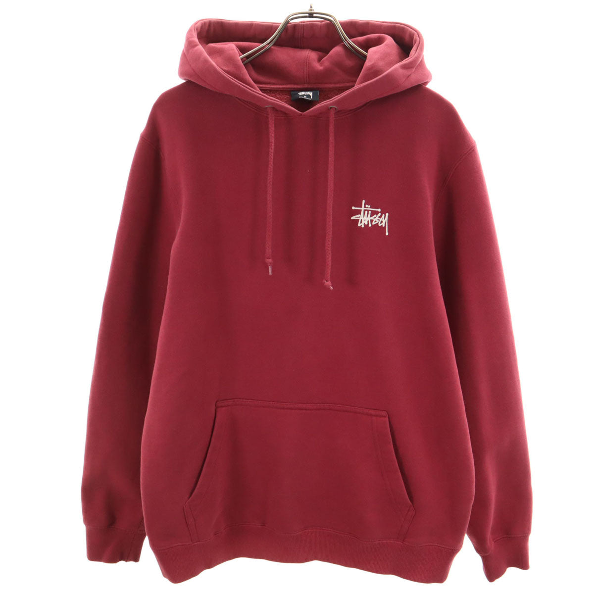 STUSSY ステューシー バックロゴ 長袖 スウェットパーカー M レッド系 裏起毛 メンズ