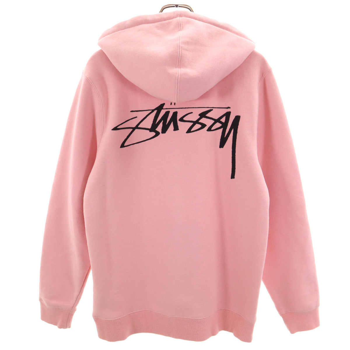 STUSSY ステューシー バックロゴ 長袖 スウェットパーカー M ピンク 裏起毛 メンズ