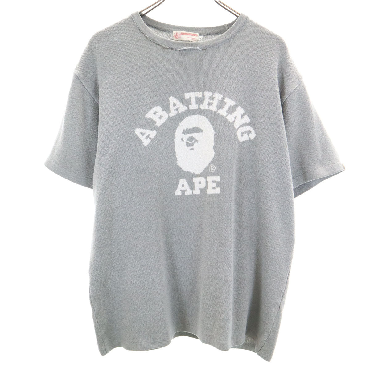 A BATHING APE アベイシングエイプ 日本製 半袖 ニット L グレー系 メンズ