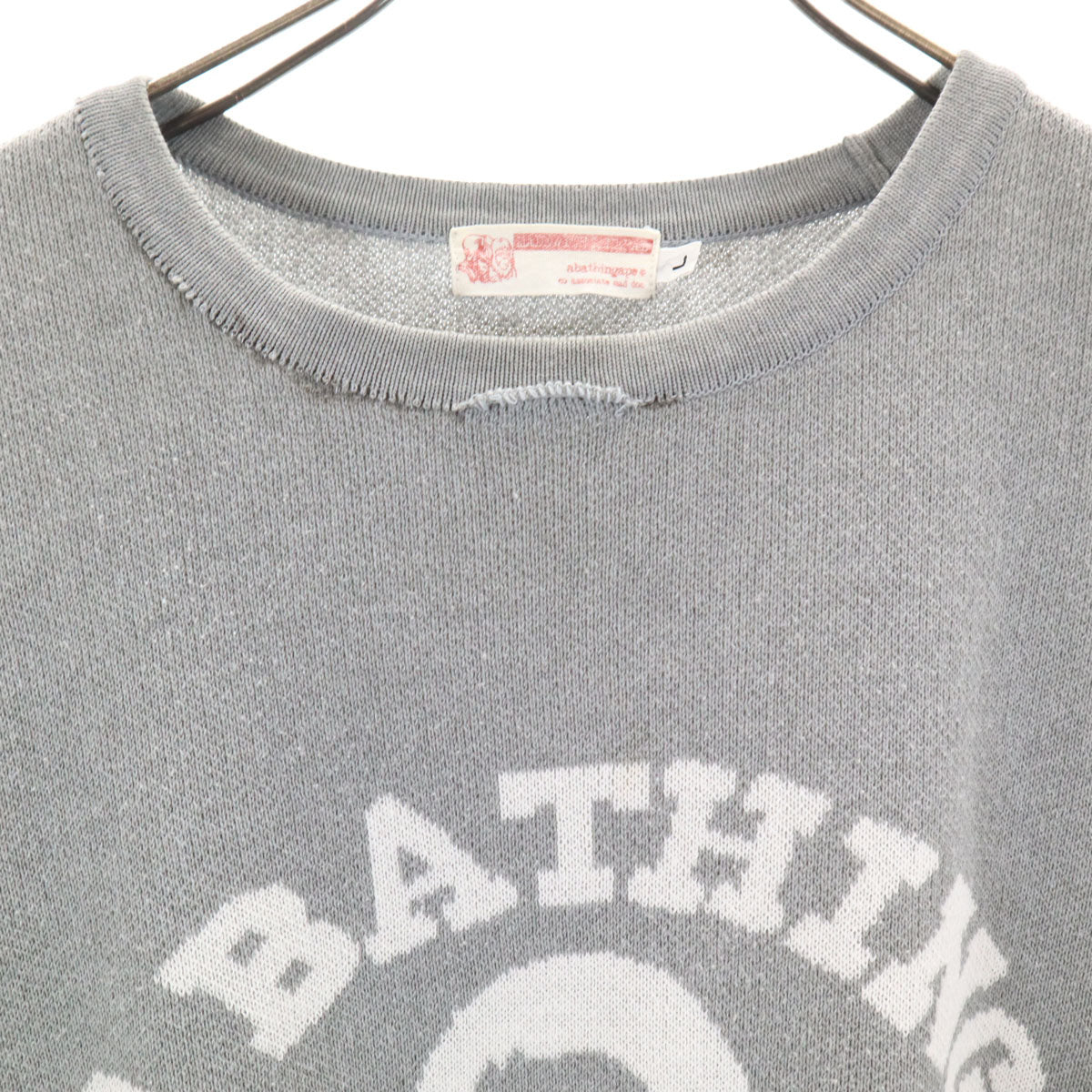A BATHING APE アベイシングエイプ 日本製 半袖 ニット L グレー系 メンズ