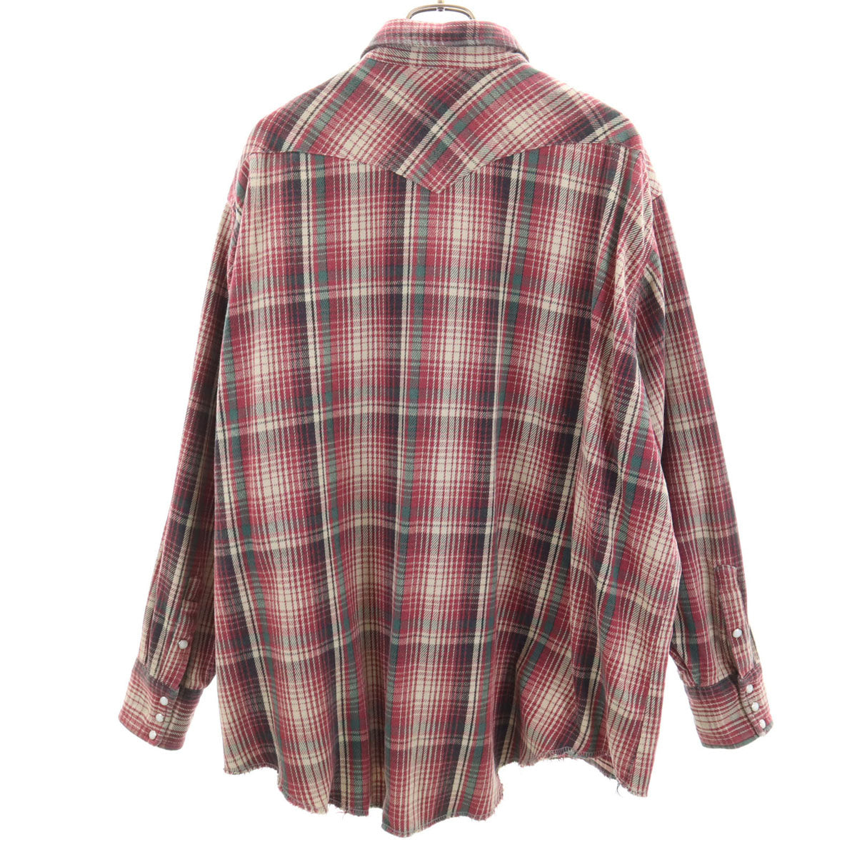 Wrangler ラングラー 90s オールド チェック柄 長袖 ウエスタンシャツ XL レッド系 メンズ
